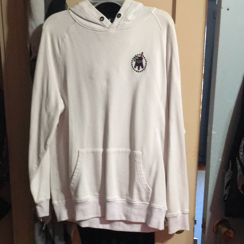 White Hoodie With Embroidered Logo